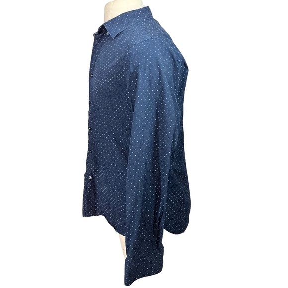 Denim & Flower Ricky Singh Navy & Periwinkle Dots Long Sleeve Button-Up Sz XL - Picture 3 of 16